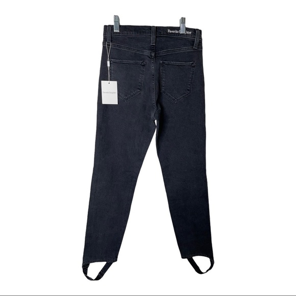 NWT FAVORITE DAUGHTER Black Evelyn High Rise Slim Straight Stirrup Jean Size 24 - Picture 5 of 15